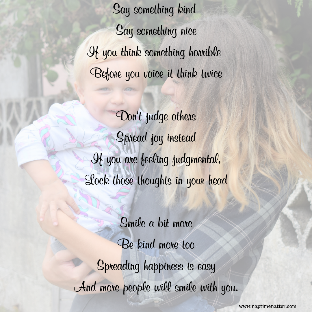 kindness poem don't judge mums